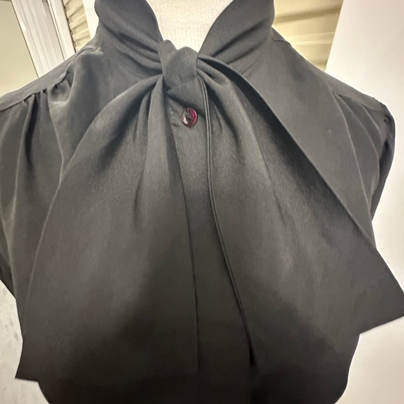 Vintage Black Blouse with Bow - Picture 3 of 8